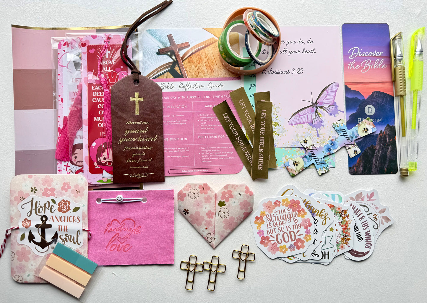 Pink KJV Tabbed Bible | Faith Journal | Bible Study Kit | Handmade Tassel & Keepsake Box Bundle
