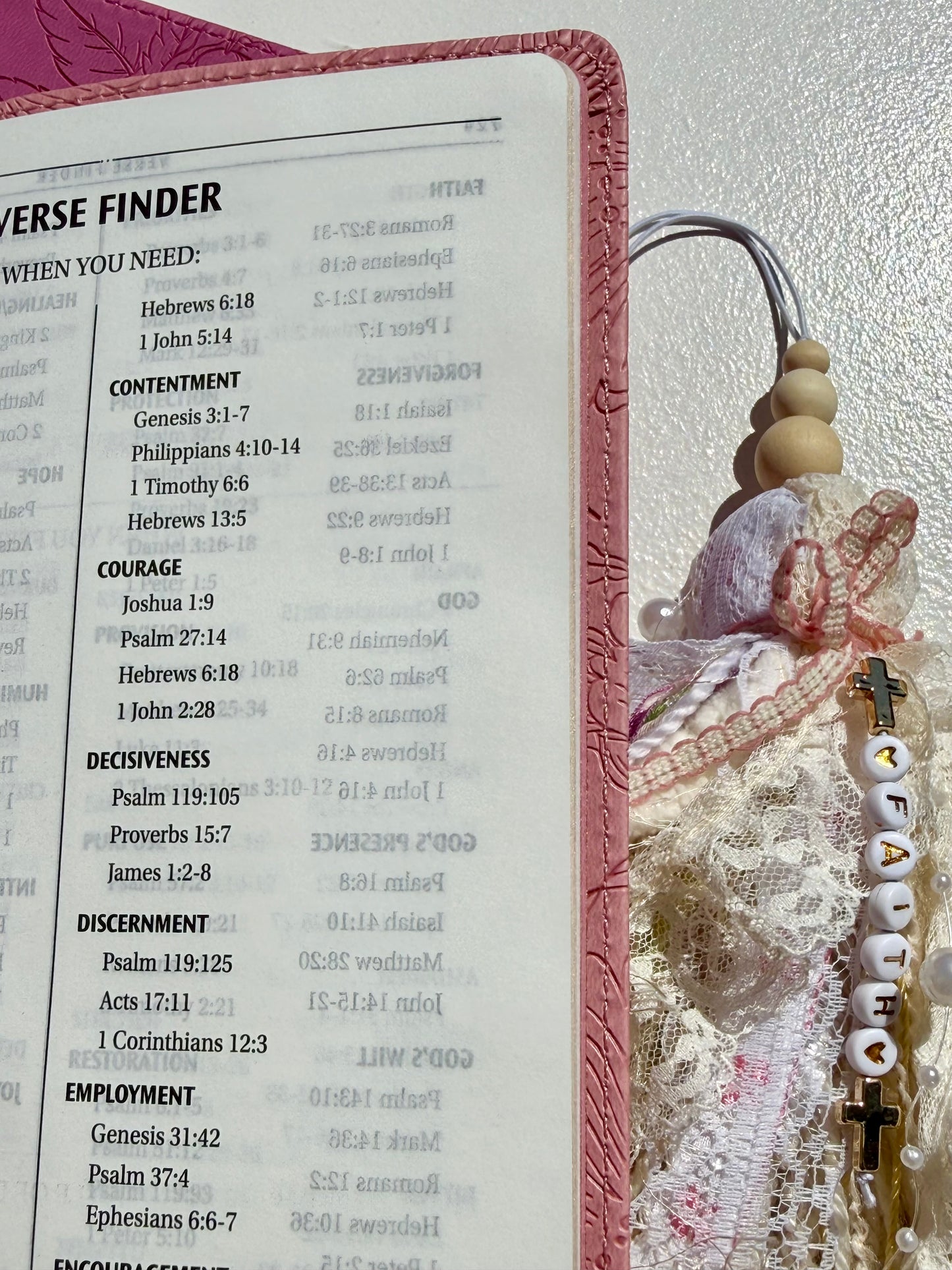 Pink KJV Tabbed Bible   Faith Journal, Bible Study Kit and Handmade Tassel Bundle