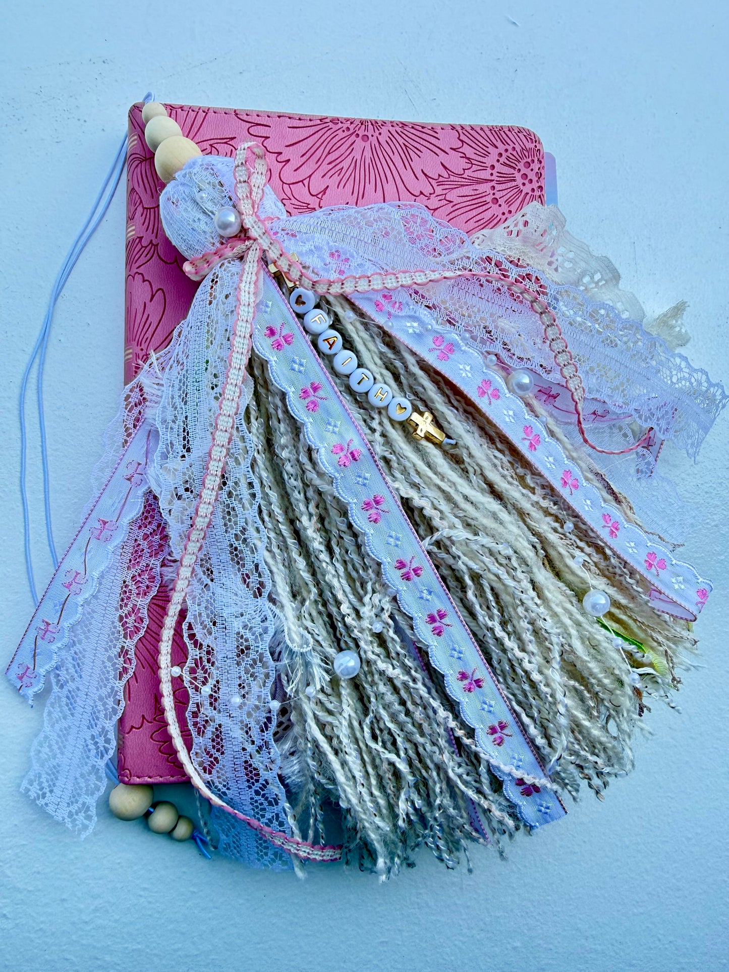 Pink KJV Tabbed Bible Bundle | Faith Journal, Handmade Tassel, Bible Study Kit