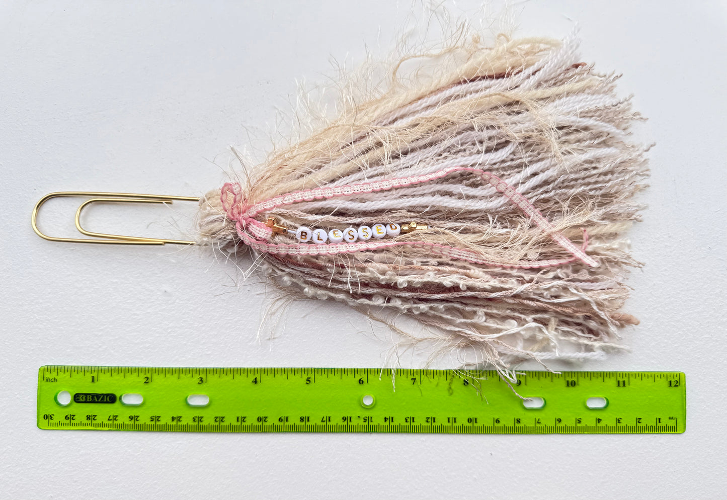 Bible Tassels "Blessed" & "Jesus" Bookmark Set | Handmade Faith Gold Beads | Soft Boho Christian Gift
