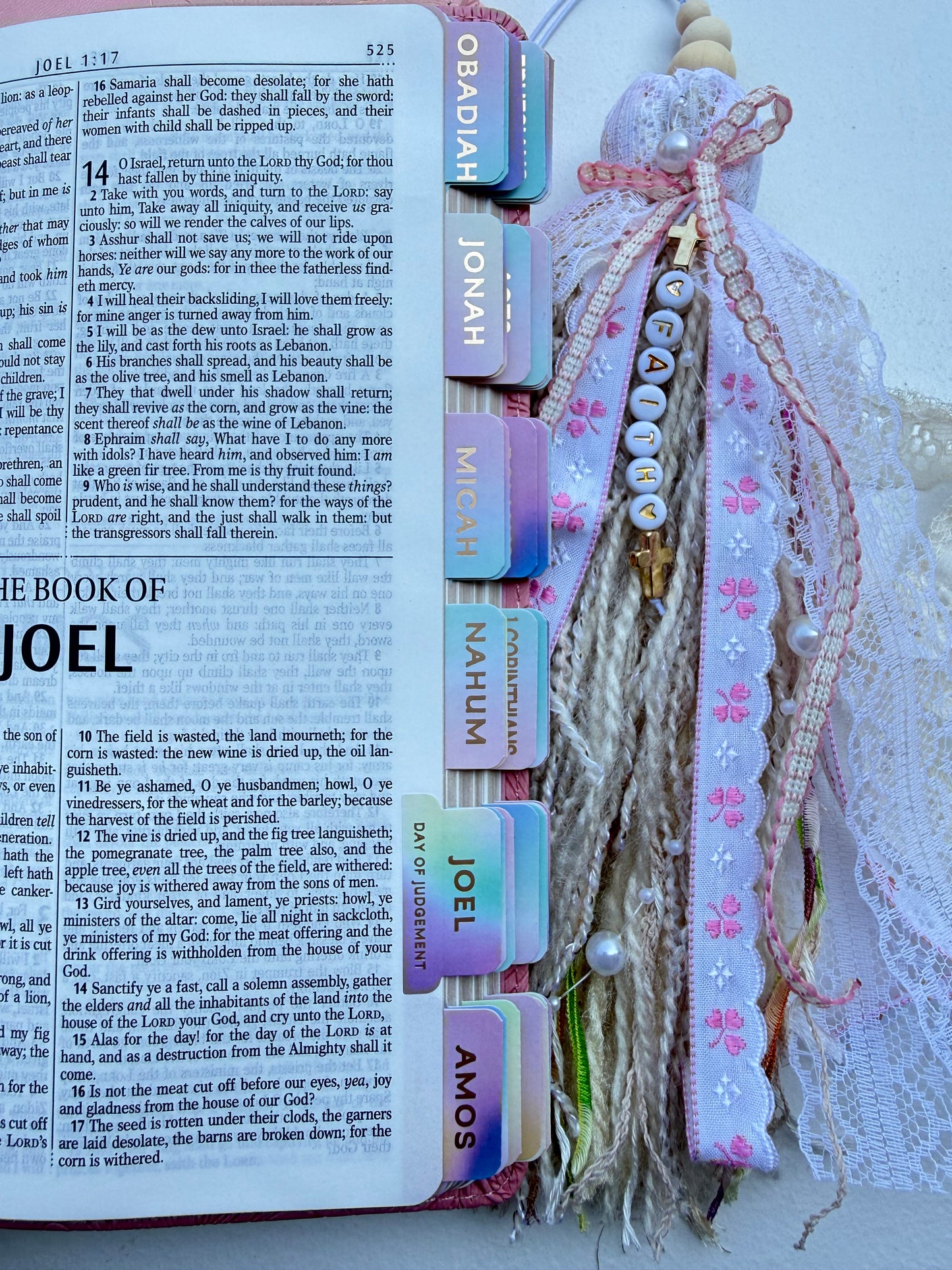 Pink KJV Tabbed Bible Bundle | Faith Journal, Handmade Tassel, Bible Study Kit