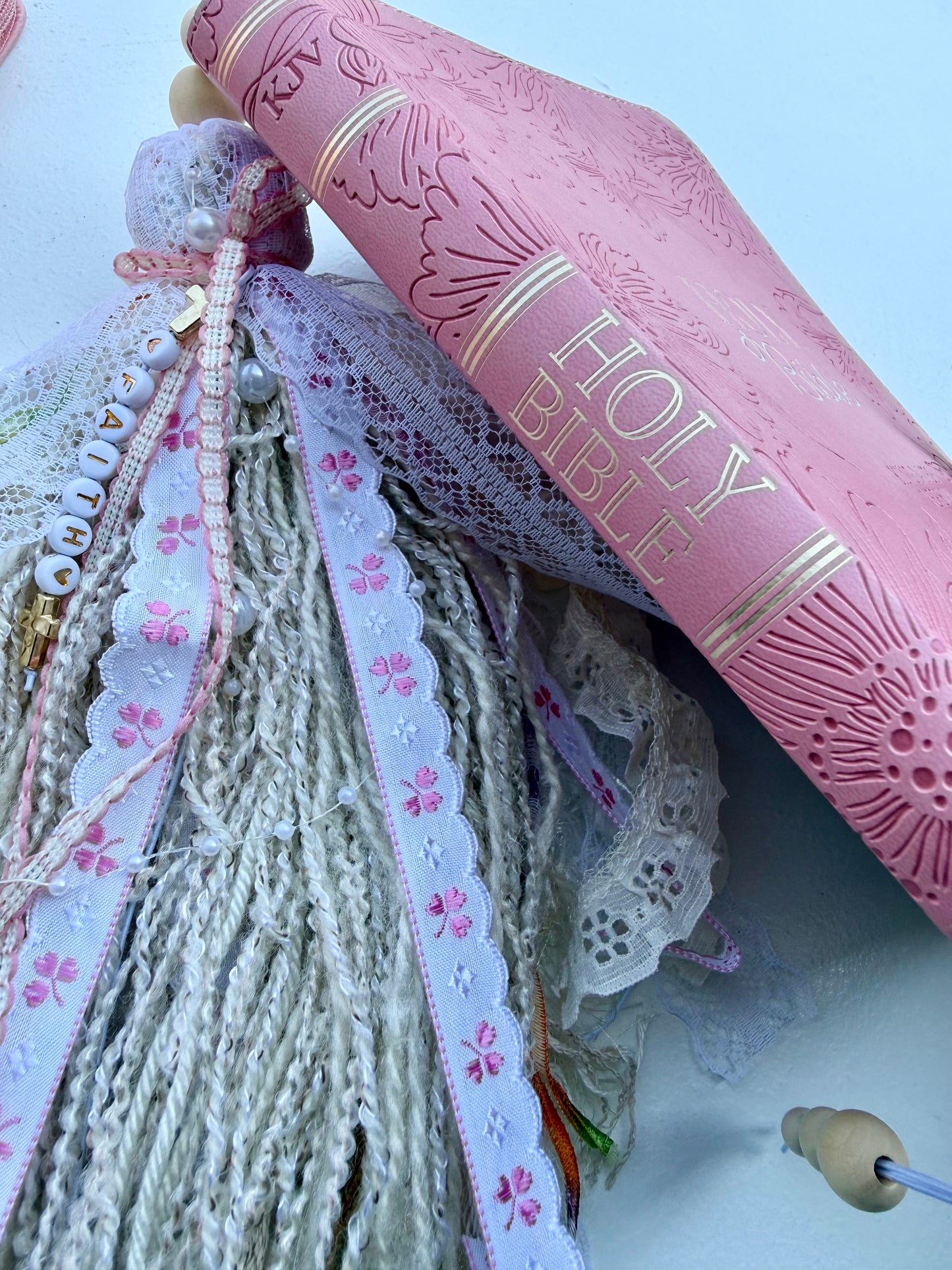 Pink KJV Tabbed Bible Bundle | Faith Journal, Handmade Tassel, Bible Study Kit