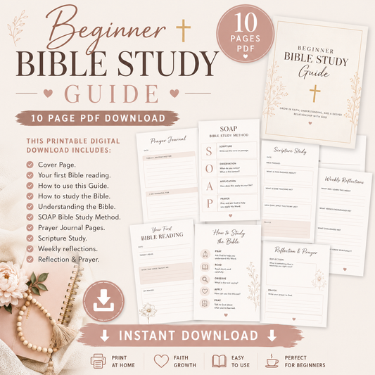 Beginner Bible Study Guide | Scripture Journal, Faith Planner (PDF Download)