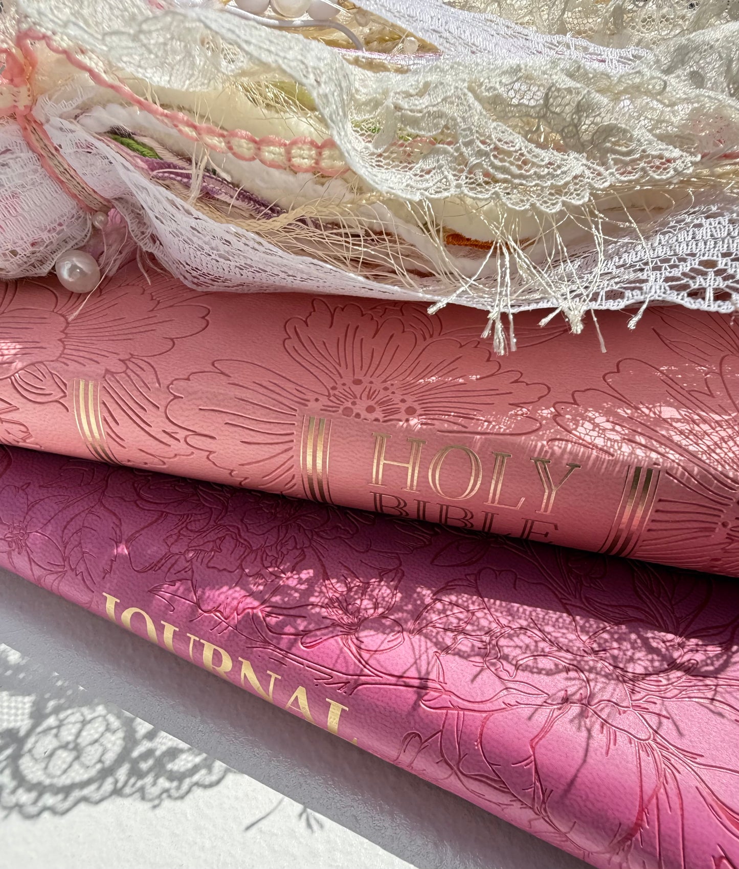 Pink KJV Tabbed Bible   Faith Journal, Bible Study Kit and Handmade Tassel Bundle