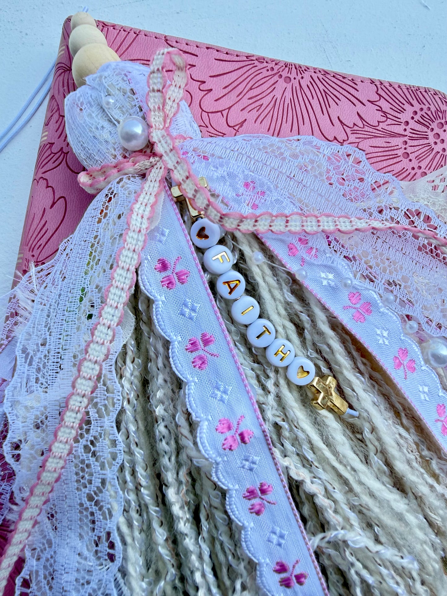Pink KJV Tabbed Bible Bundle | Faith Journal, Handmade Tassel, Bible Study Kit