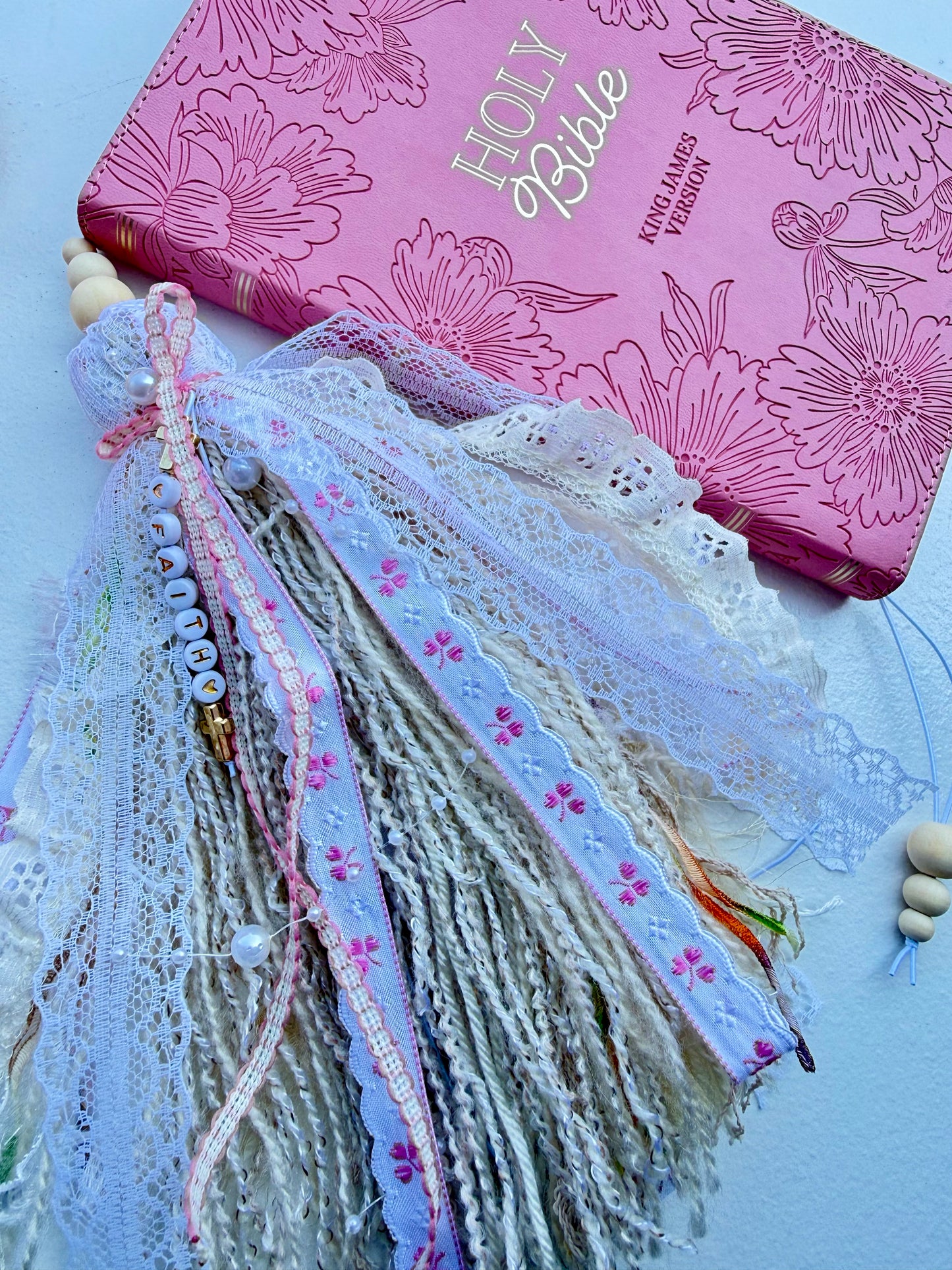 Pink KJV Tabbed Bible Bundle | Faith Journal, Handmade Tassel, Bible Study Kit