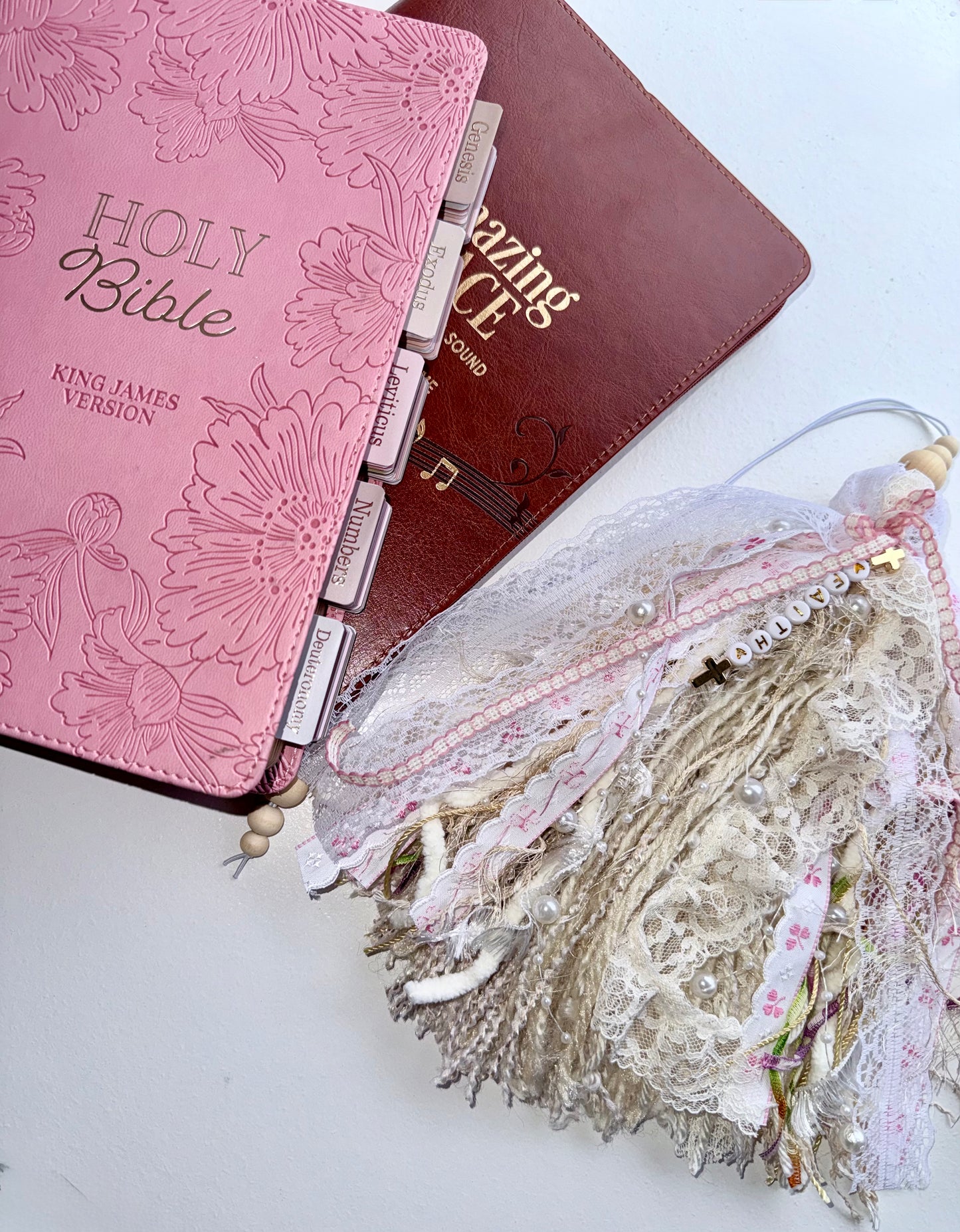 Pink KJV Tabbed Bible | Faith Journal | Bible Study Kit | Handmade Tassel & Keepsake Box Bundle
