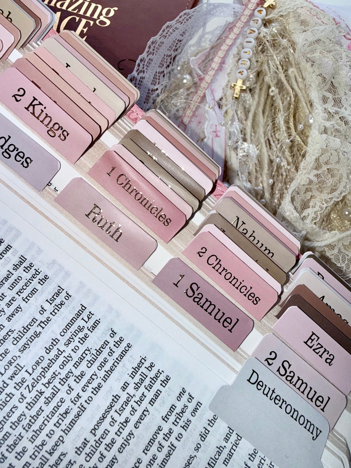 Pink KJV Tabbed Bible | Faith Journal | Bible Study Kit | Handmade Tassel & Keepsake Box Bundle