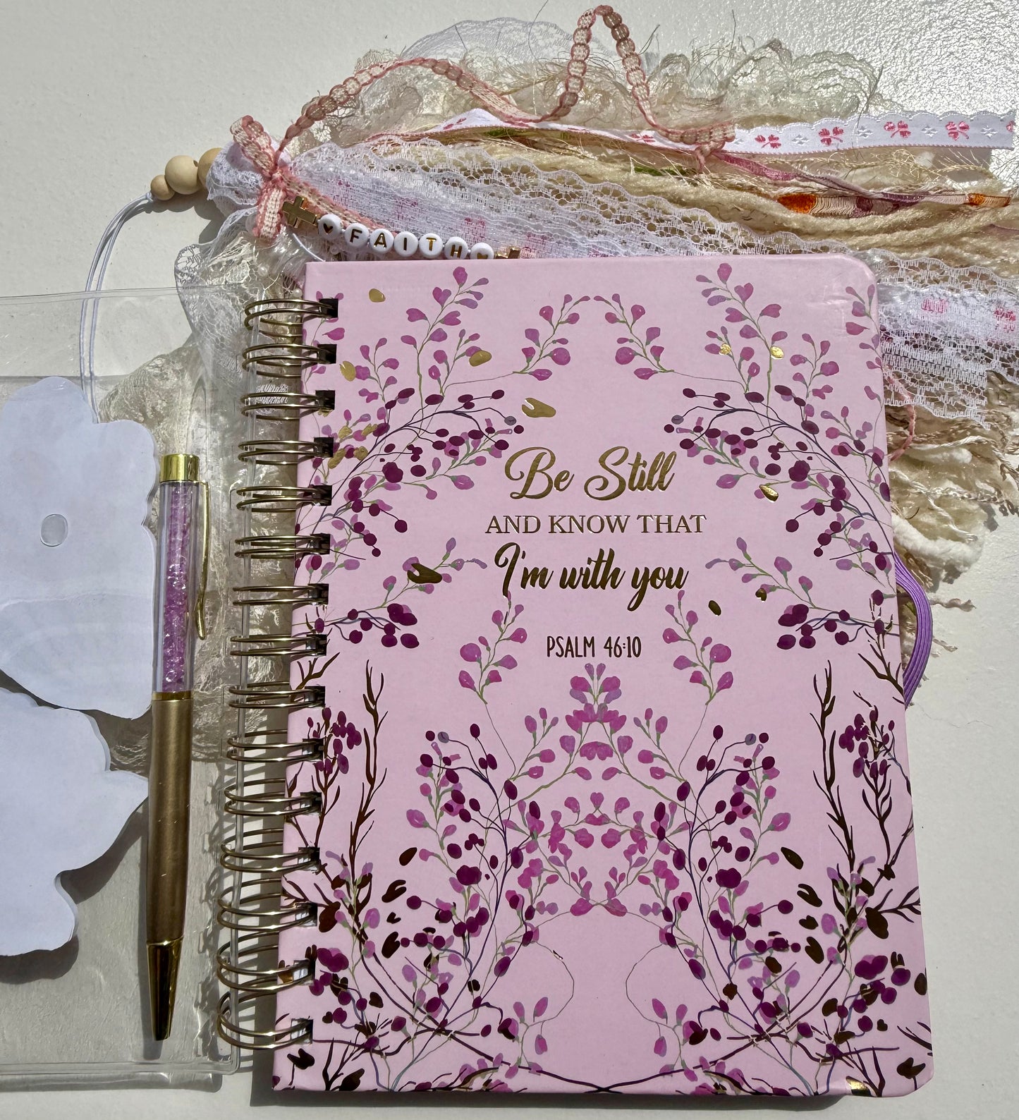 Pink KJV Tabbed Bible Study Kit | Faith Journal, Tassel Bookmark, Keepsake Box Bundle