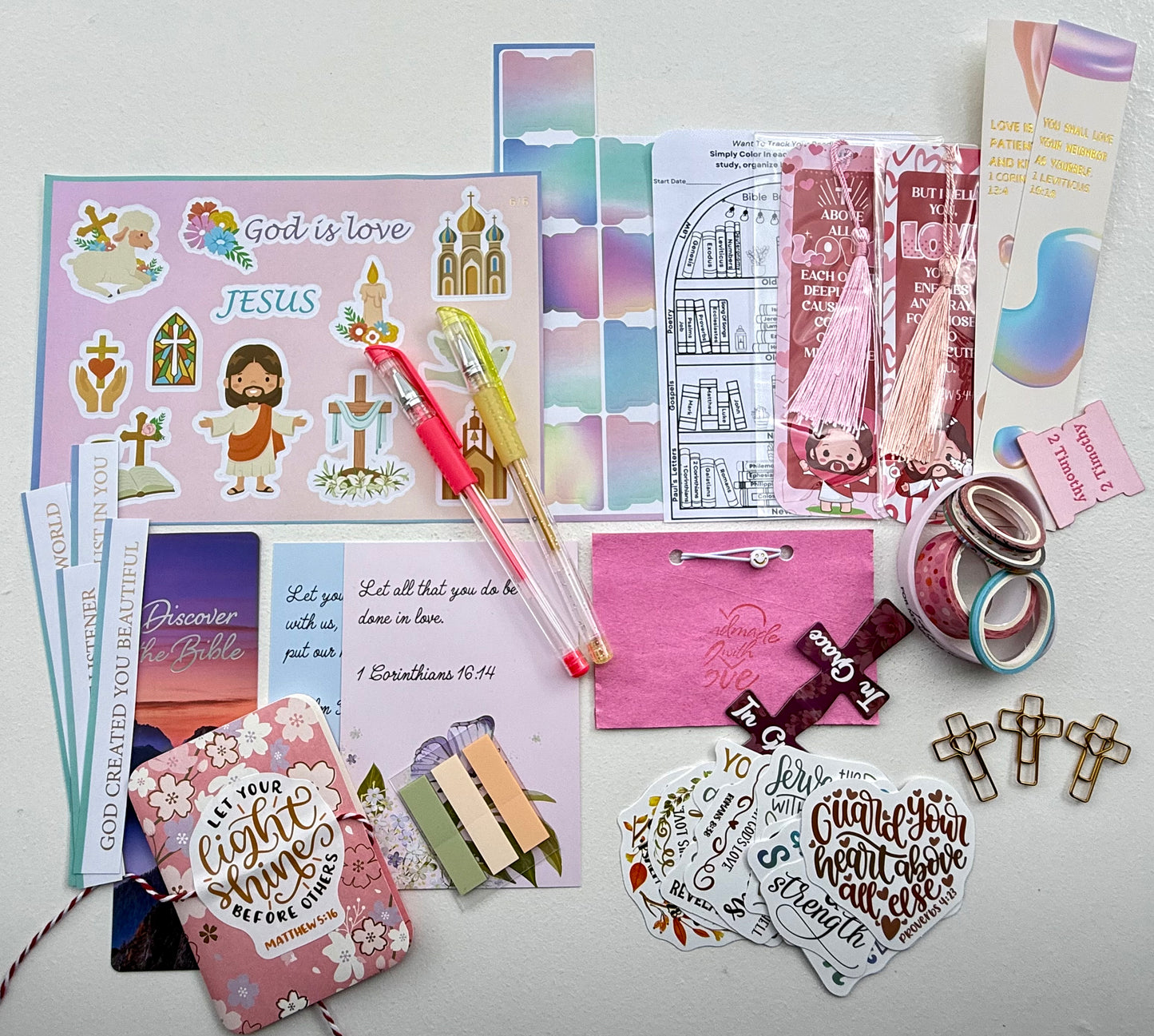 Pink KJV Tabbed Bible Study Kit | Faith Journal, Tassel Bookmark, Keepsake Box Bundle