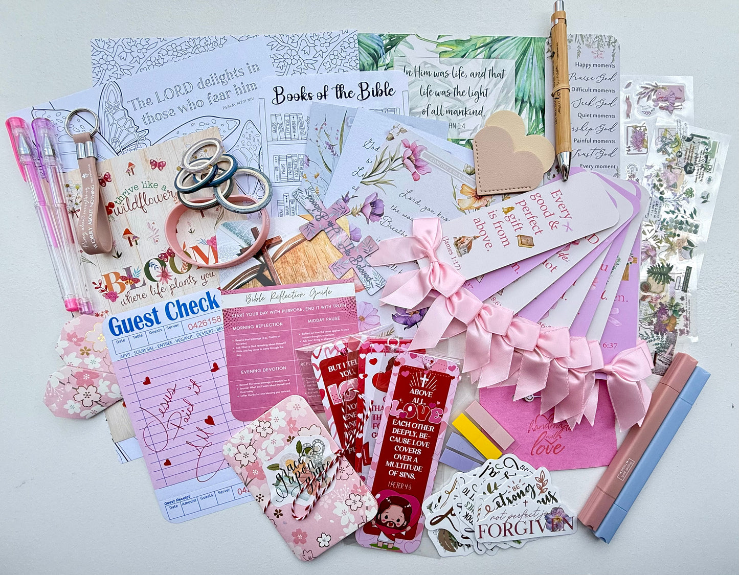 Bible Study Grab Bag | 55-Piece Christian Junk Journal & Bible Journaling Kit
