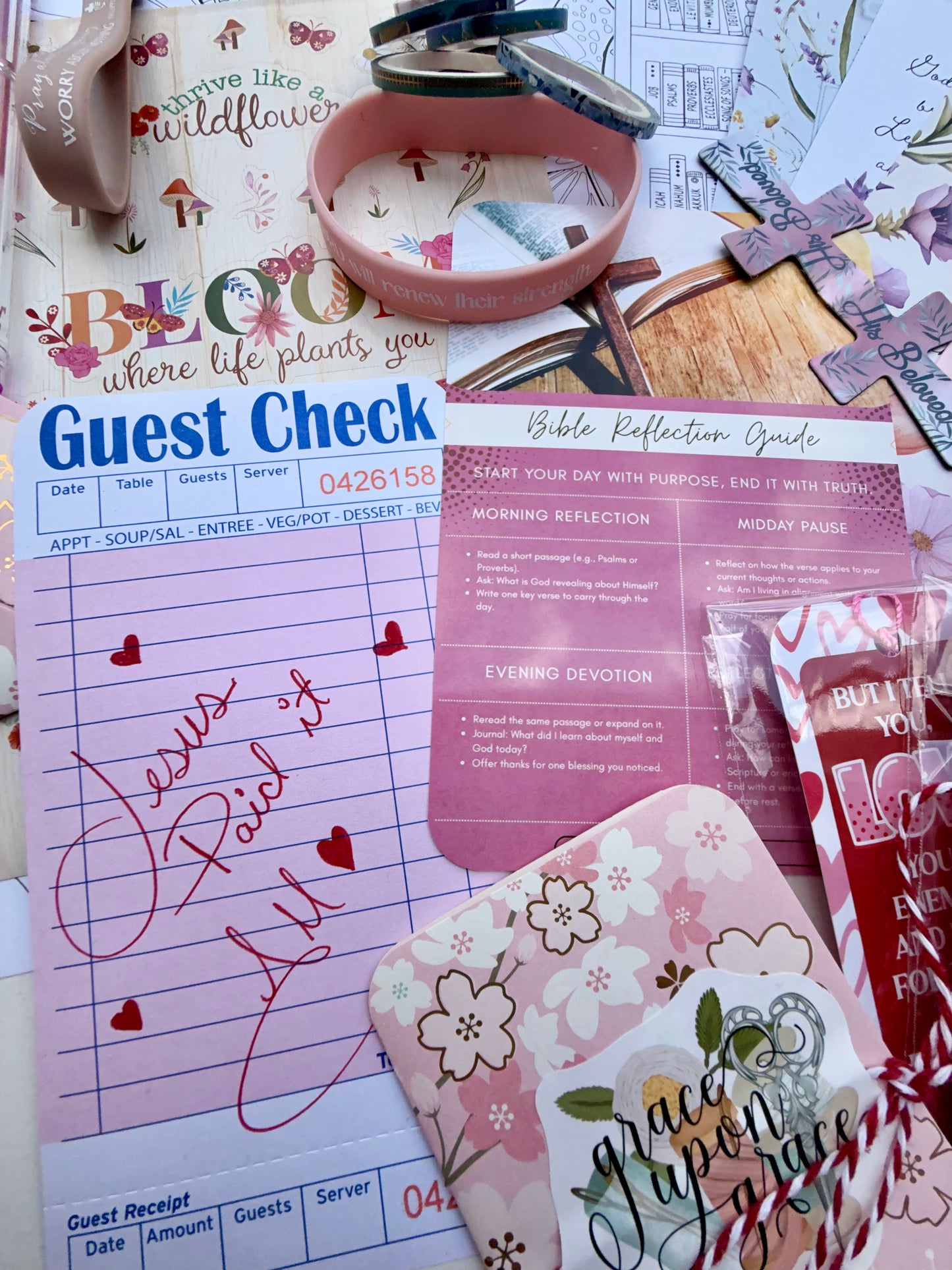 Bible Study Grab Bag | 55-Piece Christian Junk Journal & Bible Journaling Kit