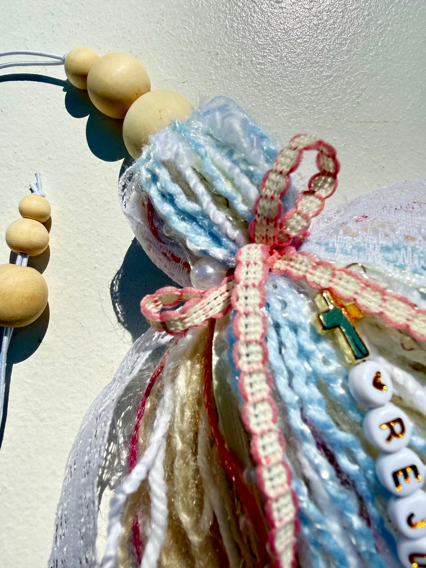 Jumbo Bible Tassel "Rejoice in the Lord Always" Handmade Christian Accessory, Pastel Lace & Pearls