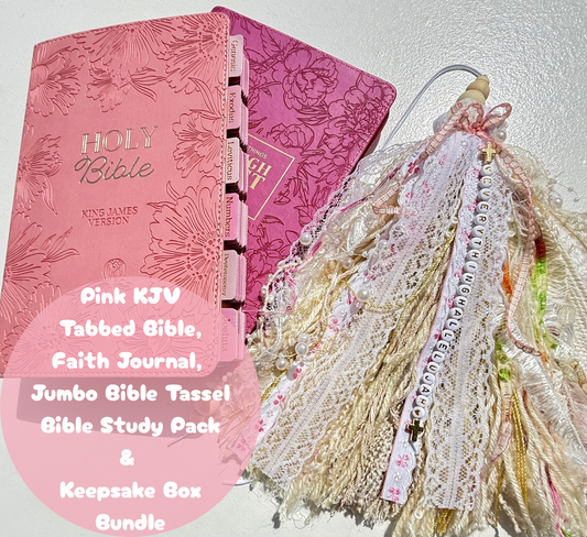 Pink KJV Tabbed Bible Bundle with Faith Journal & Tassel Bookmark